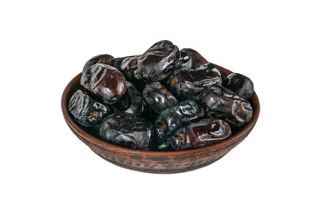 Bowl of Fresh Medjool Dates on White Background: Nutritious and Delicious