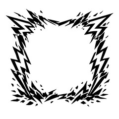 Obraz premium Dynamic Monochrome Abstract Lightning Frame with Jagged Shattered Edges - Powerful Vector Graphic Design Element, Bursting Energy Border for Edgy Visuals, Distressed Geometric Art for Modern Backgroun