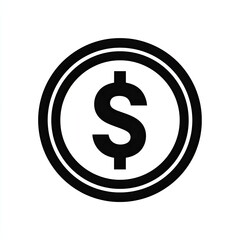 Obraz premium A black and white graphic of a coin with a large dollar sign in the center