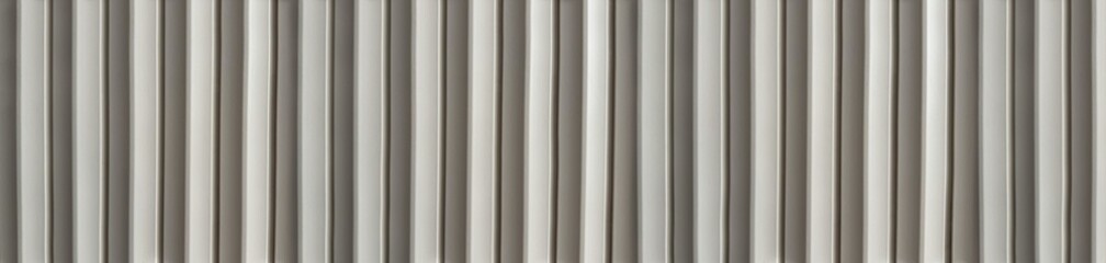 Obraz premium Panoramic white wooden panel with vertical slatted texture and elegant 3D geometric linear pattern