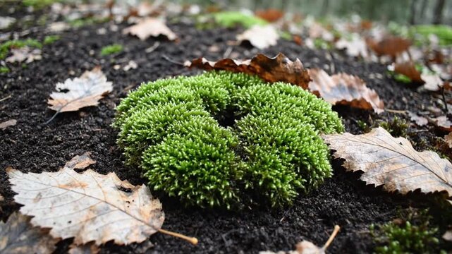 Forest moss expansion time lapse green carpet growth woodland soil natural environment biology