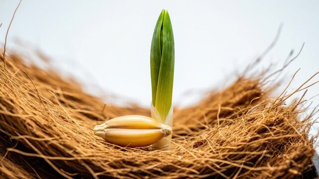 Wheatgrass sprout growing timelapse macro seed healthy nutrition superfood energy clean aesthetic
