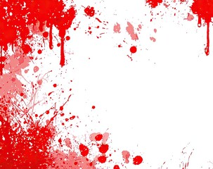 Fototapeta premium Graphic abstract blood spatter design with drips and splatters on a white background