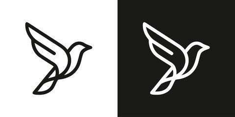 Obraz premium Minimalist bird logo design in black and white simple and elegant.