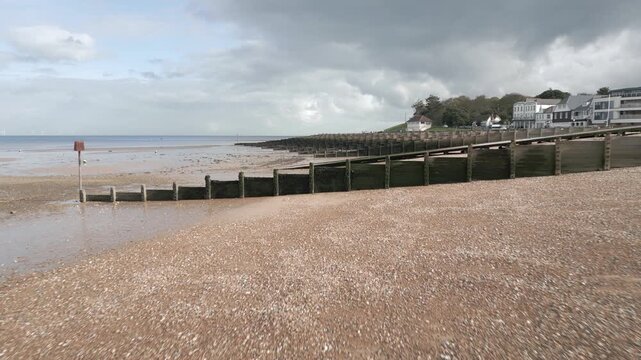 Sea Defence Wooded Groynes Whitstable Aerial View UK East Coastline