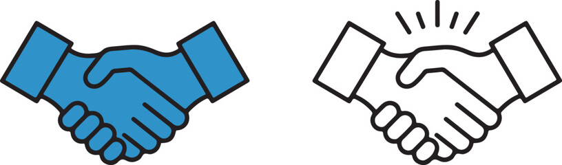 Two hands shaking in business agreement and partnership illustration