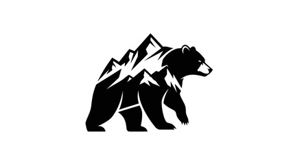 Obraz premium Bear and mountain silhouette