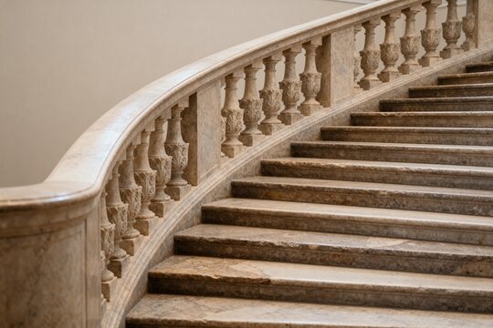 Ornate Marble Staircase with Balustrade