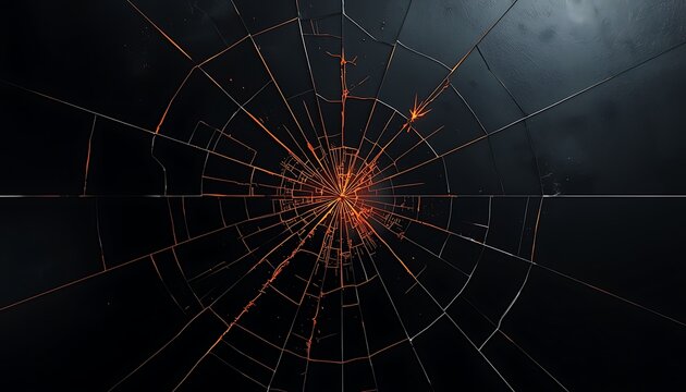 Fractured Glass with Orange Light