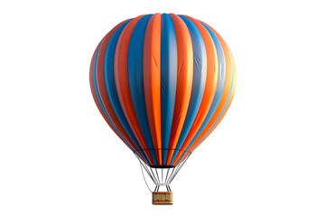 Highly detailed hot air balloon with bold orange and blue stripes for design and decor projects