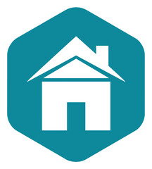 Fototapeta premium Home house icon inside hexagon geometric badge modern real estate property symbol minimal vector illustration for housing and residential design
