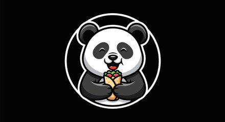 Cartoon panda character with food © Ever