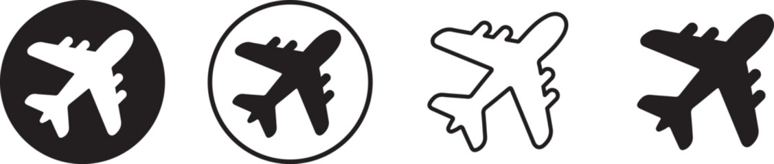 Airplane icons in different styles and backgrounds for design use