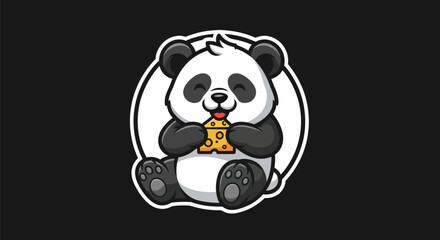 Cartoon panda eating cheese © Ever