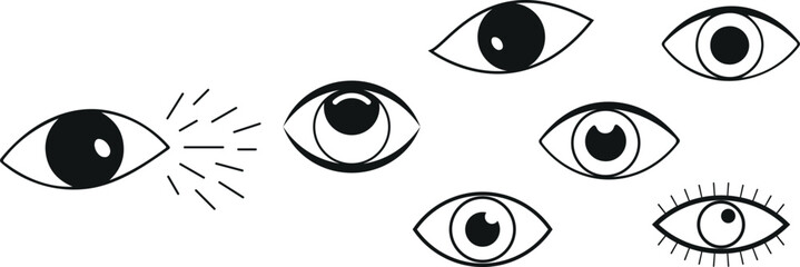 Collection of various cartoon eyes with different expressions and details