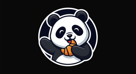 Cartoon panda eating croissant © Ever