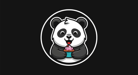 Cartoon panda eating cupcake © Ever