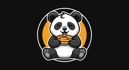 Cartoon panda eating donut graphic © Ever
