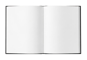 Naklejka premium Open blank journal with two visible pages spread apart isolated on transparent background 'png,PNG,Png