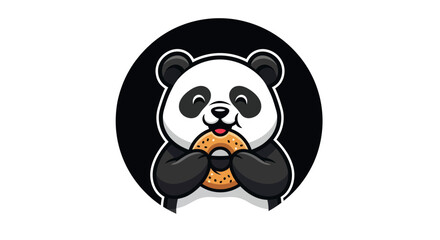Cartoon panda enjoying a donut © Star