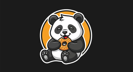 Cartoon panda enjoying a donut © Star
