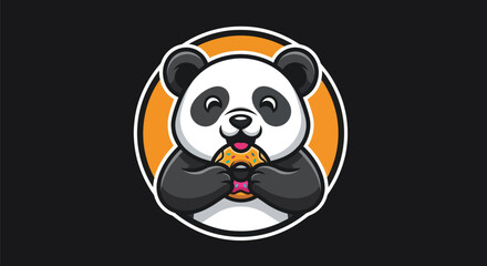 Cartoon panda enjoying a donut © Star