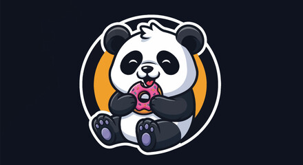 Cartoon panda enjoying a donut © Star