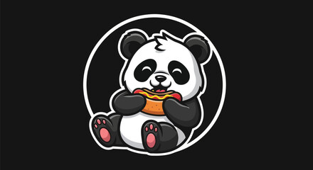 Cartoon panda enjoying a hot dog © Star