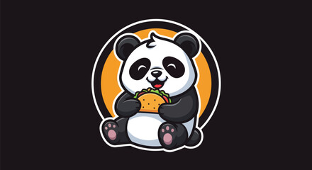 Cartoon panda eating taco illustration © Star