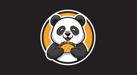 Cartoon panda eating taco illustration © Star