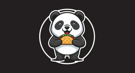 Cartoon panda eating taco illustration © Star