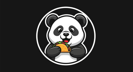 Cartoon panda eating taco illustration © Star