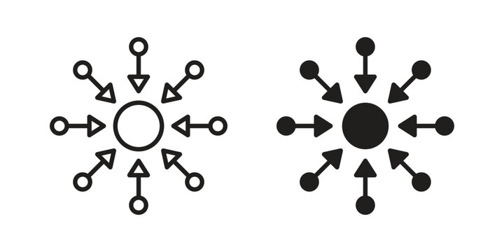 Centralized icon with editable stroke and solid design vectors