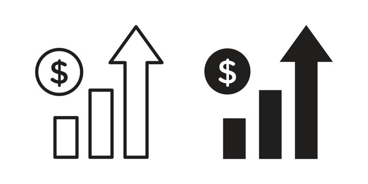 Chat arrow grow icon with editable stroke and solid design vectors