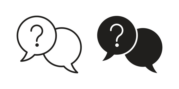 Comment question icon with editable stroke and solid design vectors