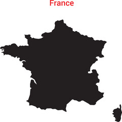 Obraz premium Black silhouette map of france on a with red country label