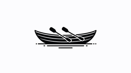 Vector canoe icon with oars