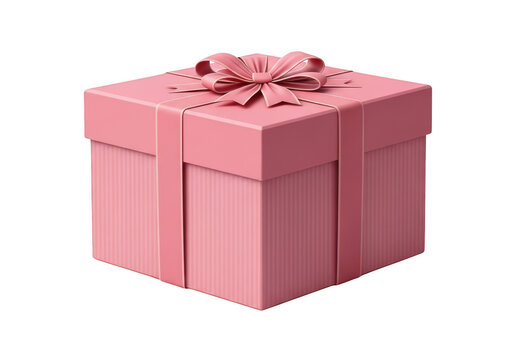 Elegant pink gift box tied with a decorative bow ribbon on top isolated on transparent background 'png,PNG,Png