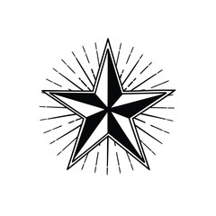 Obraz premium Five-pointed star with radiating lines, classic symbol of excellence and achievement