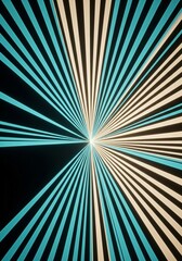 Obraz premium Bright Cyan And Yellow Rays Exploding From Center On Black Background