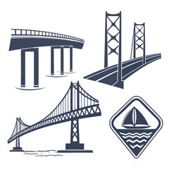 Fototapeta premium Bridge Structure Icon Set Vector Illustration