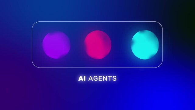 Autonomous AI Agents Collaboration Concept - Glowing Orbs Merging and Processing Data in Digital Interface