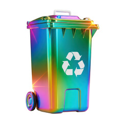 Fototapeta premium Colorful trash bin with recycling symbol on a white background