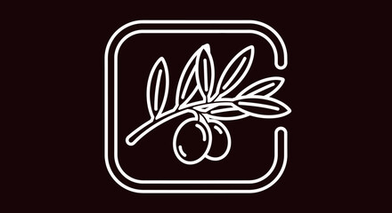 Fototapeta premium Minimalist Olive Branch Icon on Dark Background