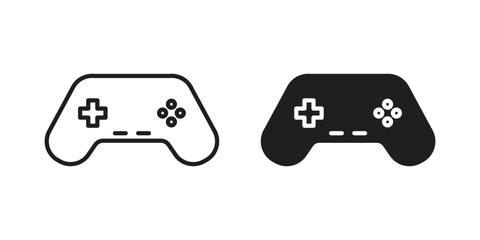 Gamepad icon with editable stroke and solid design vectors © khalil