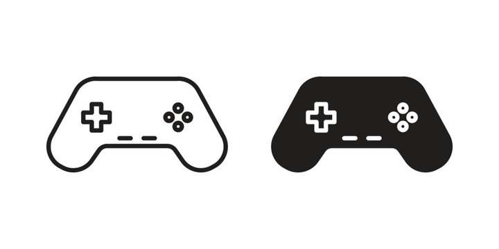 Gamepad icon with editable stroke and solid design vectors