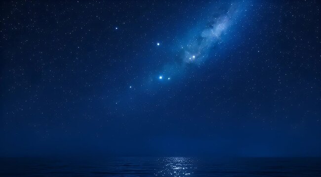 Moonlight Reflection on Dark Ocean Water Surface.