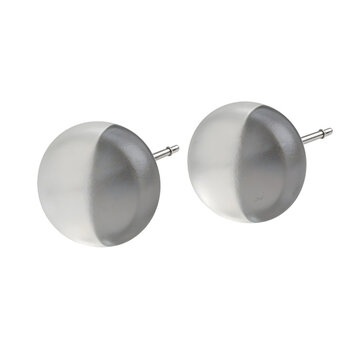 [Transparent Background PNG]Sterling Silver Half-Matte Half-Shiny Stud Earrings