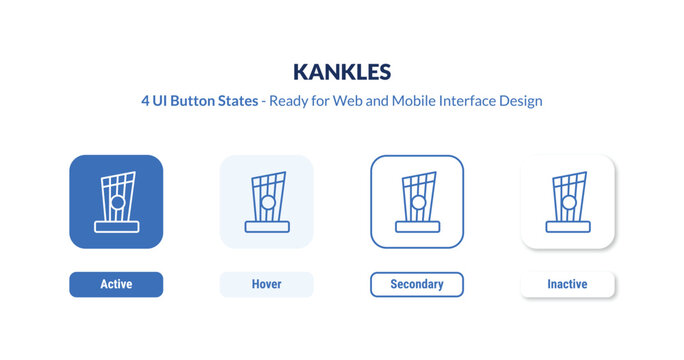 kankles 4-state UI button. Outline icon kit from culture collection. Thin linear kankles, traditional, instrument editable vector. Minimal kankles sign for web and mobile interface