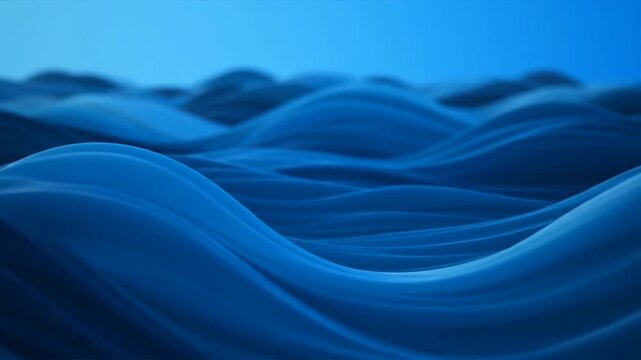 Blue Wavy Surface Abstract Background.